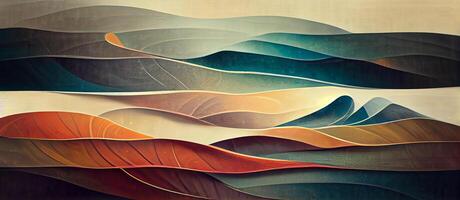 illustration of abstract flat colorful stripes geometric background, surreal waves and curve flowing as wallpaper background illustration photo