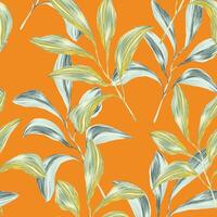 Oringe backgrund and long leafs. vector