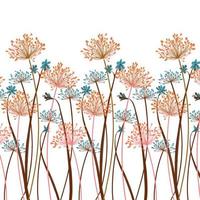 Flowers in long tails on white color. vector