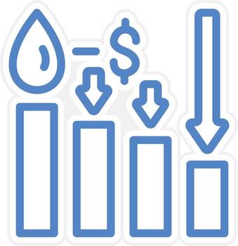 petróleo precio disminución vector icono estilo