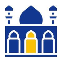 mezquita icono sólido azul amarillo color Ramadán símbolo Perfecto. vector