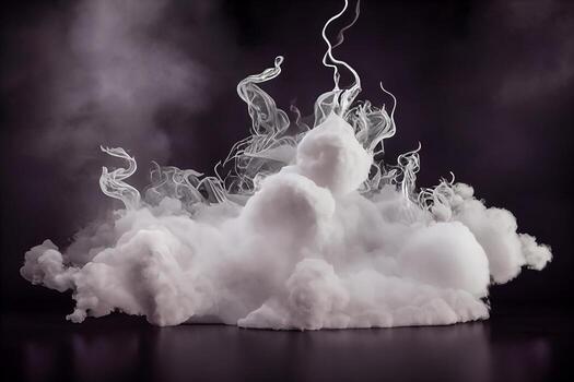 illustration of White curve fog, smoke, clouds, fire and dark background with spotlight. Abstract illustration art. Pattern texture, use for ad, poster and template, business.Digital art photo