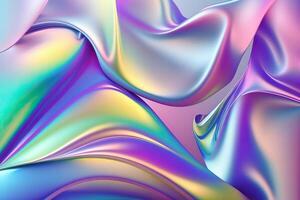 illustration of holographic liquid background. Holographic iridescent backdrop. Pearlescent gradient and foil effect for design prints. Rainbow metal photo