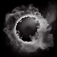 illustration of smoke exploding outwards with empty center. Dramatic smoke or fog effect for spooky photo