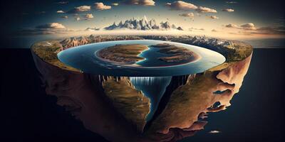 illustration of a secrets of flat earth, with continents photo