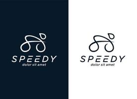 Fast cycling logo design Bike Speed on black white background vector