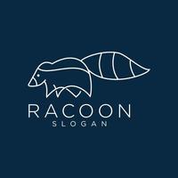 One continuous line of racoon logo design identity vector