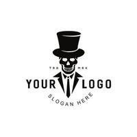 Skull Tuxedo Logo Mascot Character Design Gentleman vector