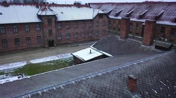 Aerial view of Auschwitz Birkenau, a concentration camp in Poland video