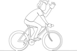 A man is cycling while waving vector