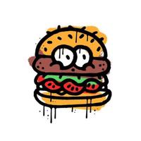 junk food character set with graffiti style vector