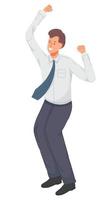 Vector illustration of happy businessman jumping