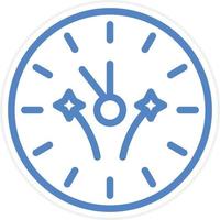 New Year Clock Vector Icon Style