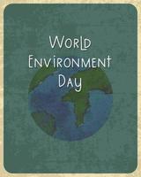 World Environment Day vintage poster, banner, watercolor drawing Earth. vector