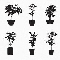 Silhouette set of small tree with planter tob vector