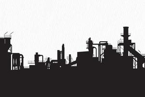 siluetas de un fábrica, grande industria y un nuclear poder planta. vector