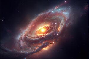 illustration of Milky Way Galaxy colliding with Andromeda Galaxy, universal and outer space photo