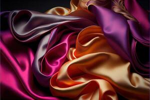 illustration of soft silk colorful fabric, texture and background photo