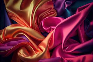 illustration of soft silk colorful fabric, texture and background photo