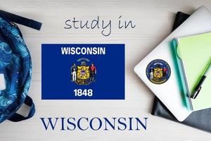 Study in Wisconsin. USA state. US education concept. Learn America concept. photo
