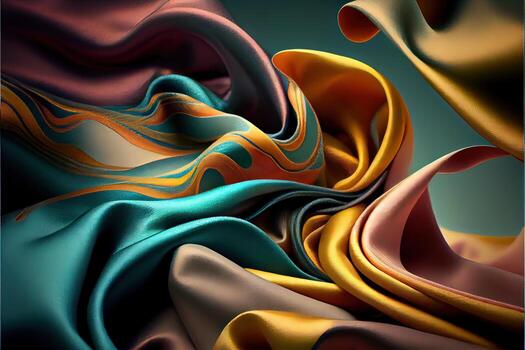 illustration of soft silk colorful fabric, texture and background photo