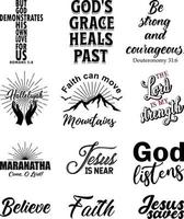 Set of Christian and Bible quotes, vector illustration.