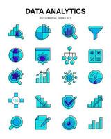 data analytics report marketing isometric outline set of icons for a web page vector