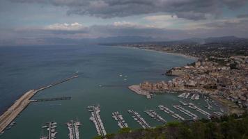 timelapse view of the port town of castellammare del golfo and the coast of sicily, italy video