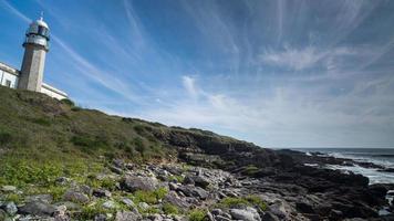 lapso de tiempo de un faro en el costa en Galicia España video