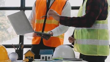 Architect concept, Architects working with blueprints in the office, Vintage Effect video
