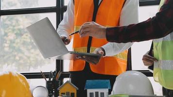 Architect concept, Architects working with blueprints in the office, Vintage Effect video