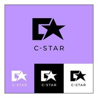 C estrella minimalista logo diseño, logo diseño con múltiple variaciones vector
