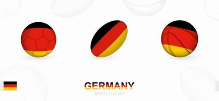 Sports icons for football, rugby and basketball with the flag of Germany. vector