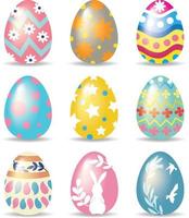 Happy Easter day. Set of Easter eggs with texture on a white background. Vector Illustratio