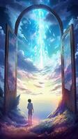 illustration of a gate to heaven, stunning peaceful atmosphere photo