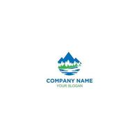 Mountain Pine and Creek Logo Design Vector