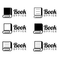 conjunto libro oficina logo diseño vector