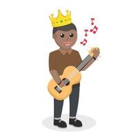 moderno Príncipe africano canto con guitarra diseño personaje en blanco antecedentes vector