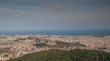 timelapse of the barcelona city skyline from a high vantage point video