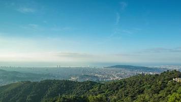 timelapse of the barcelona city skyline from a high vantage point video