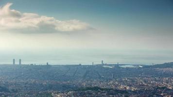 timelapse of the barcelona city skyline from a high vantage point video