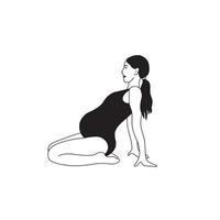 embarazada mujer haciendo yoga ejercicio. asana para salud y cuerpo relajación. mano dibujado ilustración aislado en blanco antecedentes. vector