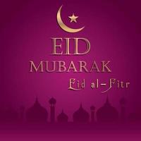 Vector Arabic gold design eid mubarak poster with moon and Star