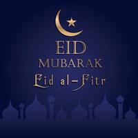 Vector Arabic gold design eid mubarak poster with moon and Star