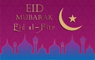 Vector Arabic gold design eid mubarak poster with moon and Star