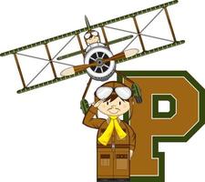 P is for Pilot Alphabet Learning Educational Illustration vector