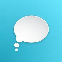 Comic speech bubble for thoughts at oval shape at paper style. Empty shape in flat style for chat dialogs vector