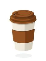 Disposable paper cup with coffee or tea vector