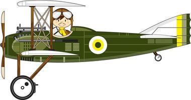 Cute Cartoon Airforce Pilot and Biplane vector