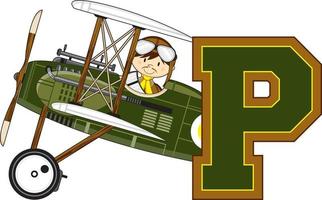 P is for Pilot Alphabet Learning Educational Illustration vector